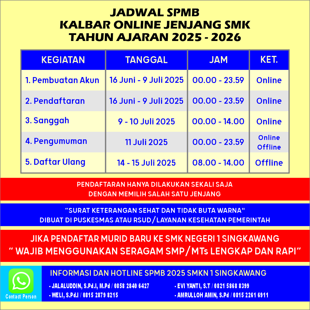 JADWAL SPMB KALBAR ONLINE JENJANG SMK TAHUN 2025-2026